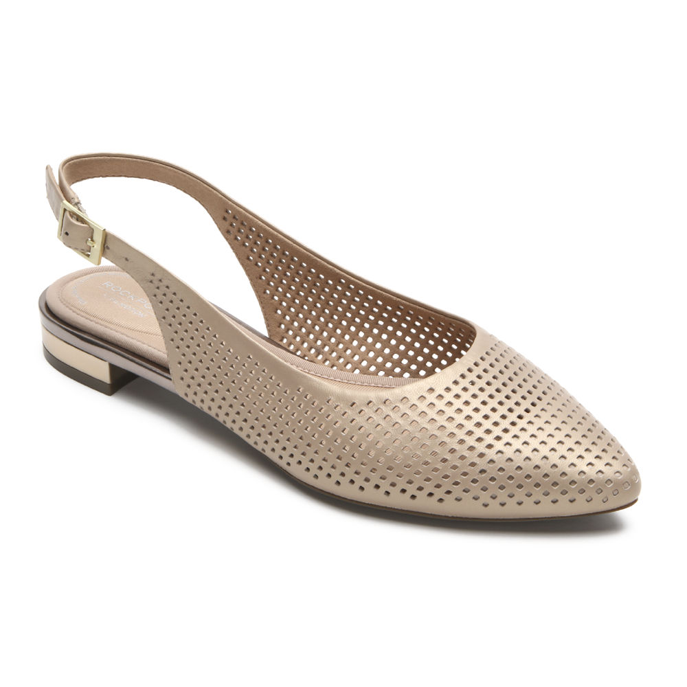 Rockport Womens Flats Beige - Total Motion Adelyn Slingback - UK 892-AWMZNY